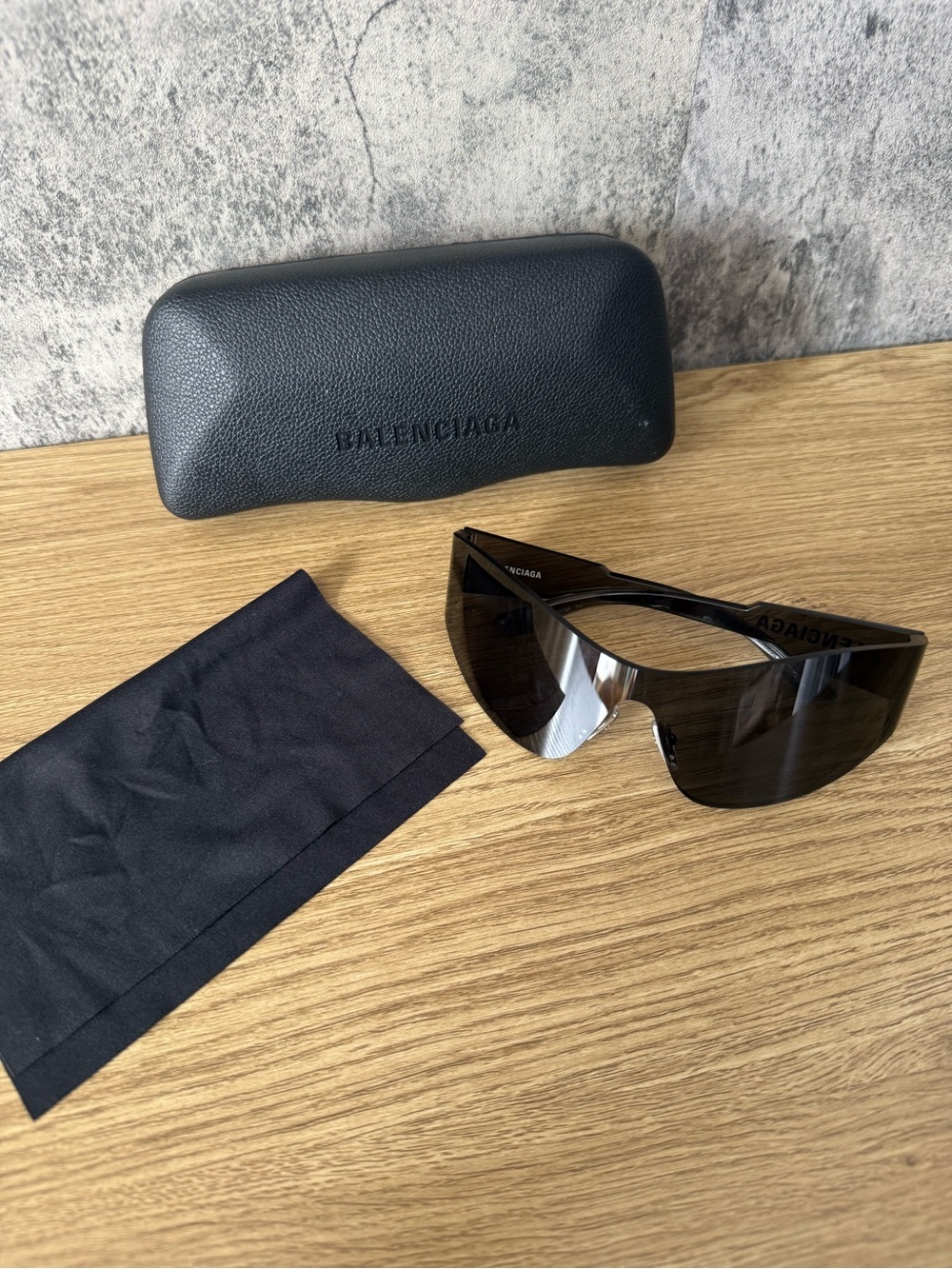 Balenciaga Black Shield Sunglasses with Case